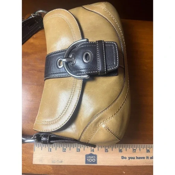 Coach Legacy Buckle Flap Shoulder Bag Tan Brown Leather Silver Hardware - Picture 9 of 9